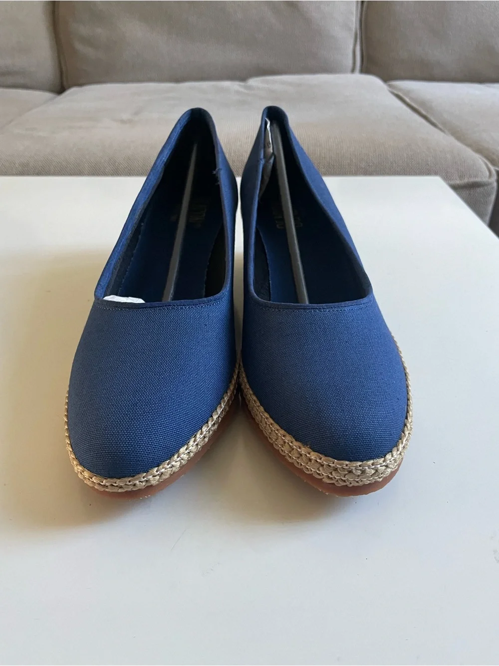 Classic Navy Espadrille Wedge Flats - Women blue new
